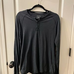 GAP Men's Black Long Sleeve Henley Shirt.  Size S